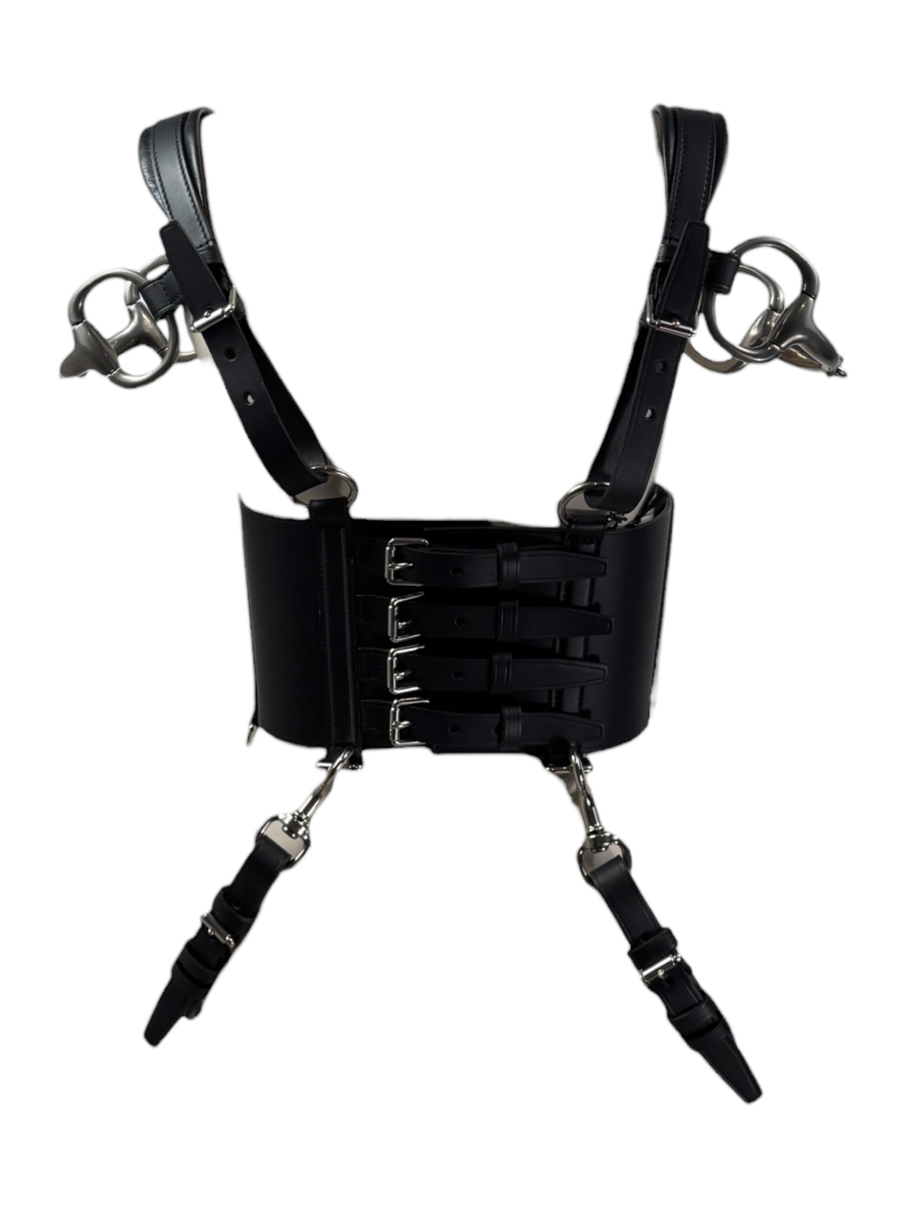 Gucci Alessandro Michele Fall 2021  Look 47 black leather harness