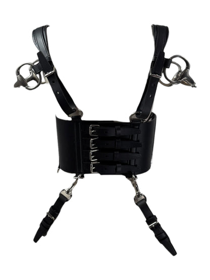 Gucci Alessandro Michele Fall 2021  Look 47 black leather harness