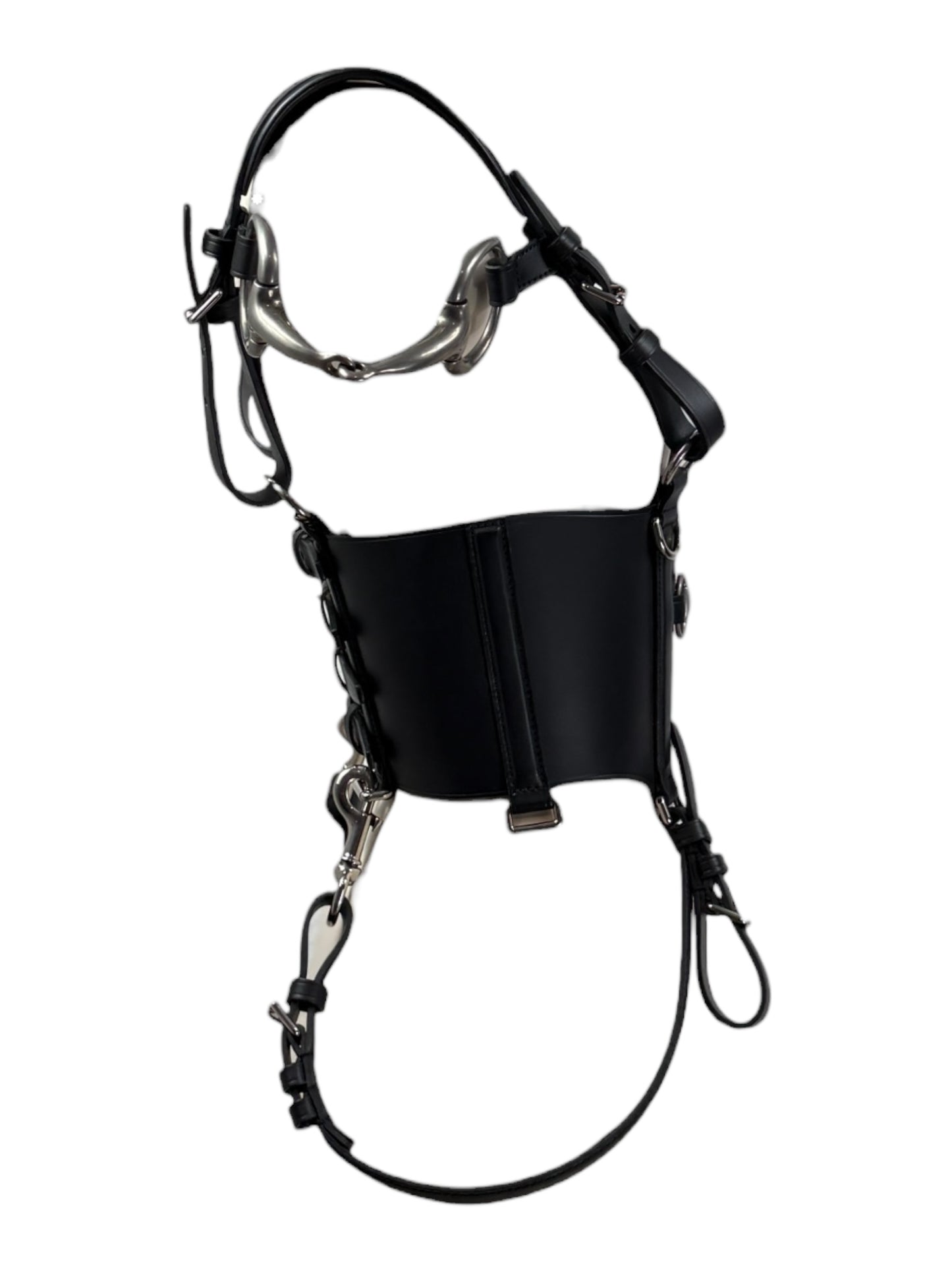 Gucci Alessandro Michele Fall 2021  Look 47 black leather harness