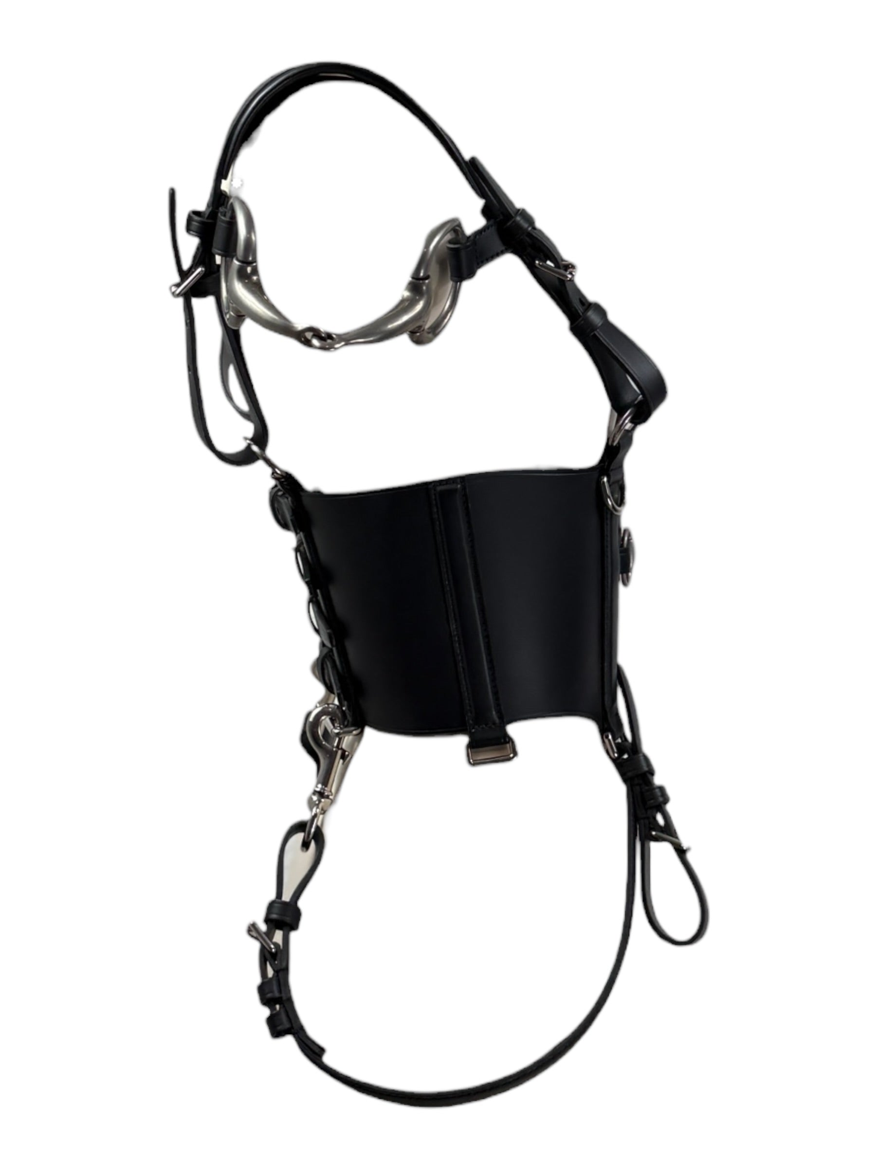 Gucci Alessandro Michele Fall 2021  Look 47 black leather harness