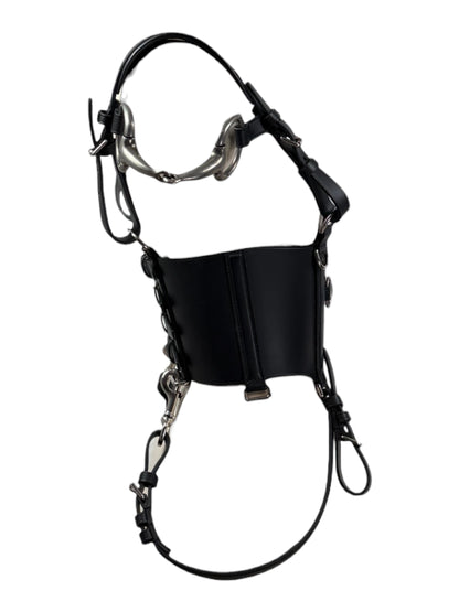 Gucci Alessandro Michele Fall 2021  Look 47 black leather harness