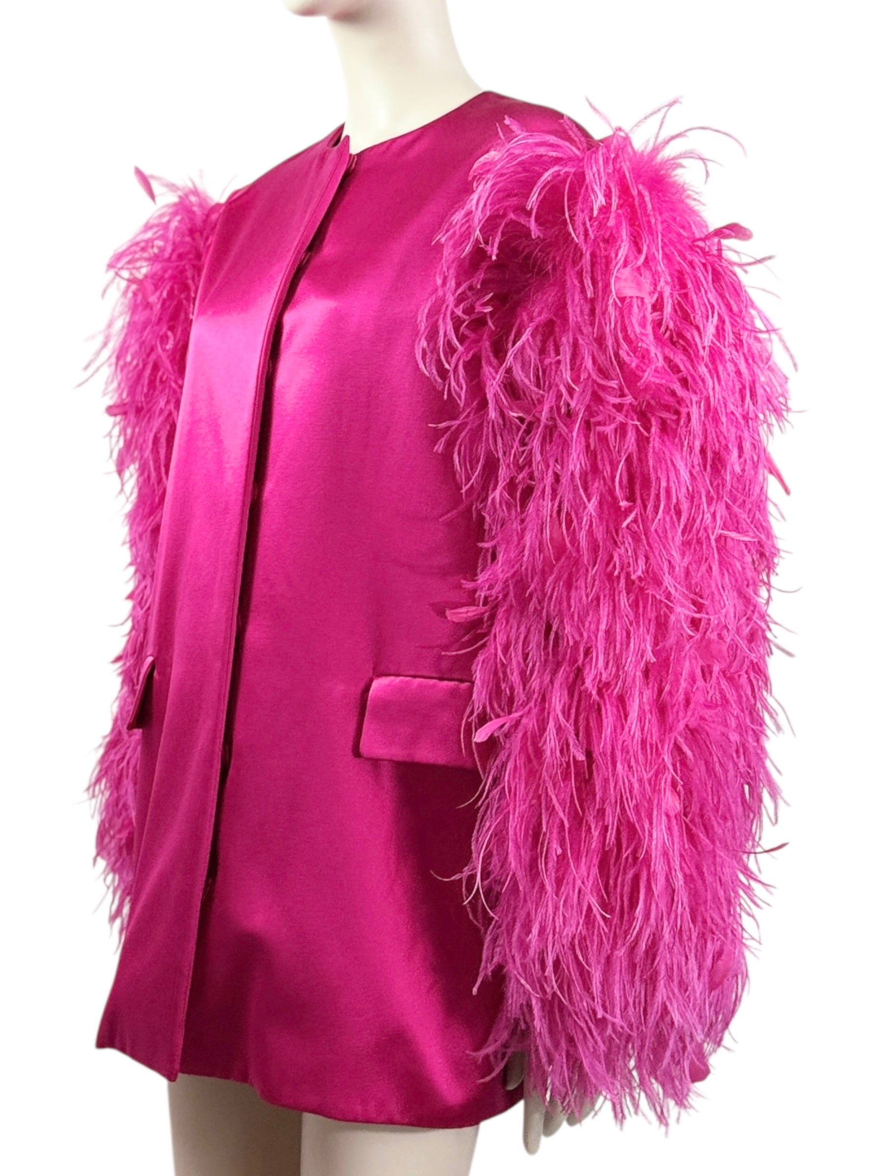 Gucci_Alessandro_Michele_Fall_2021_Look_76_Pink_satin_jacket_ostrich_feathers
