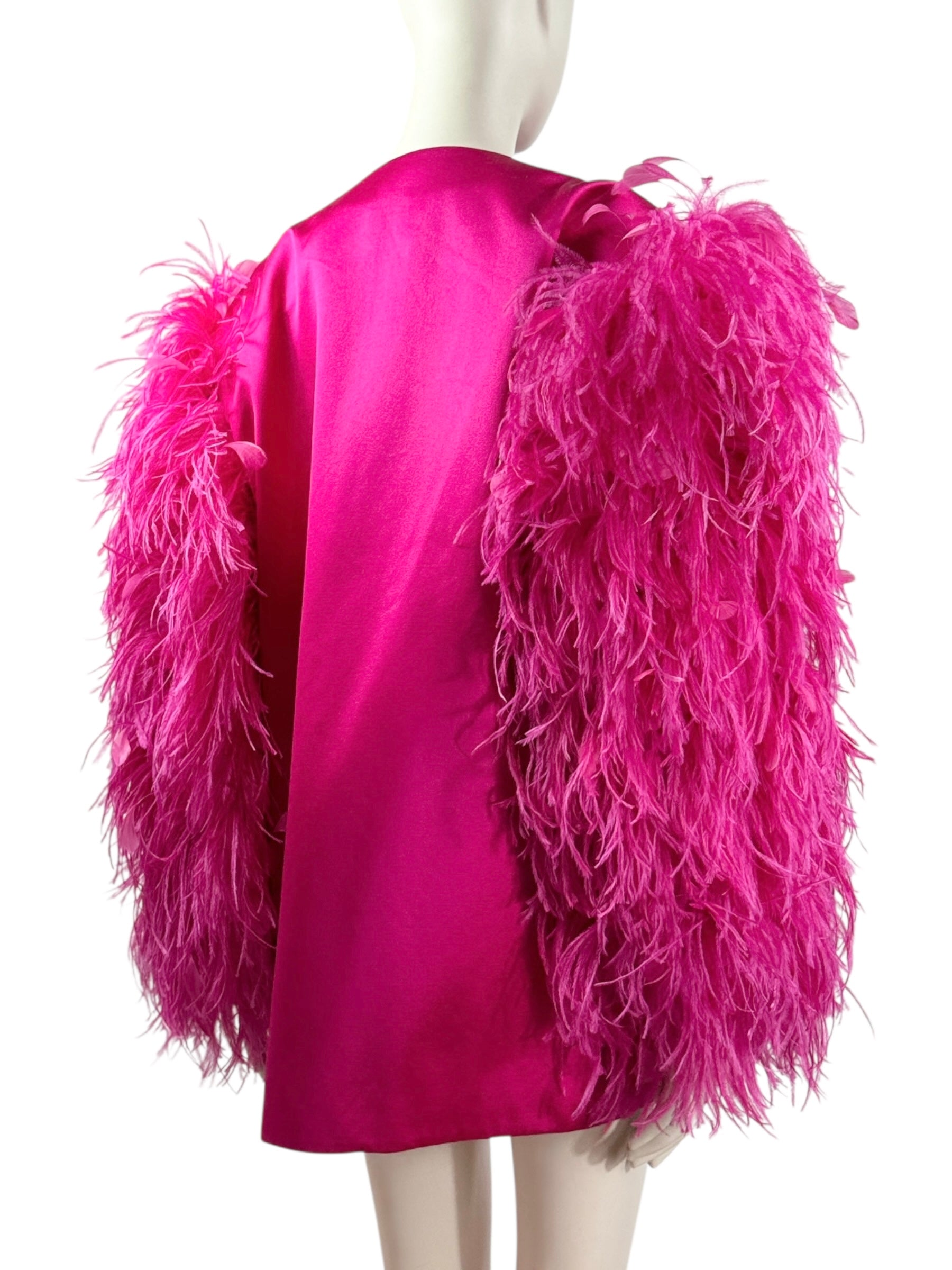 Gucci_Alessandro_Michele_Fall_2021_Look_76_Pink_satin_jacket_ostrich_feathers