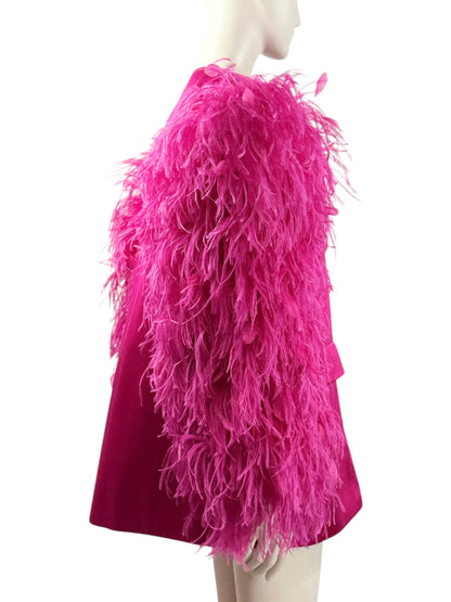 Gucci_Alessandro_Michele_Fall_2021_Look_76_Pink_satin_jacket_ostrich_feathers