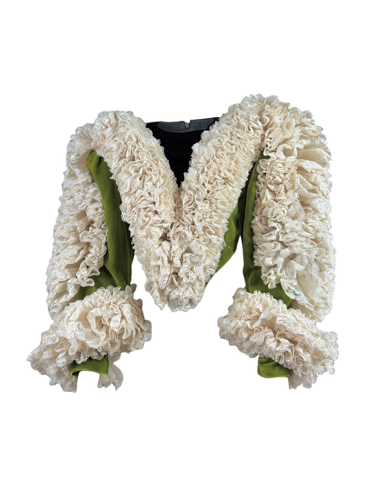 Gucci Alessandro Michele Resort 2023 Velvet Elizabethan ruffle crop top