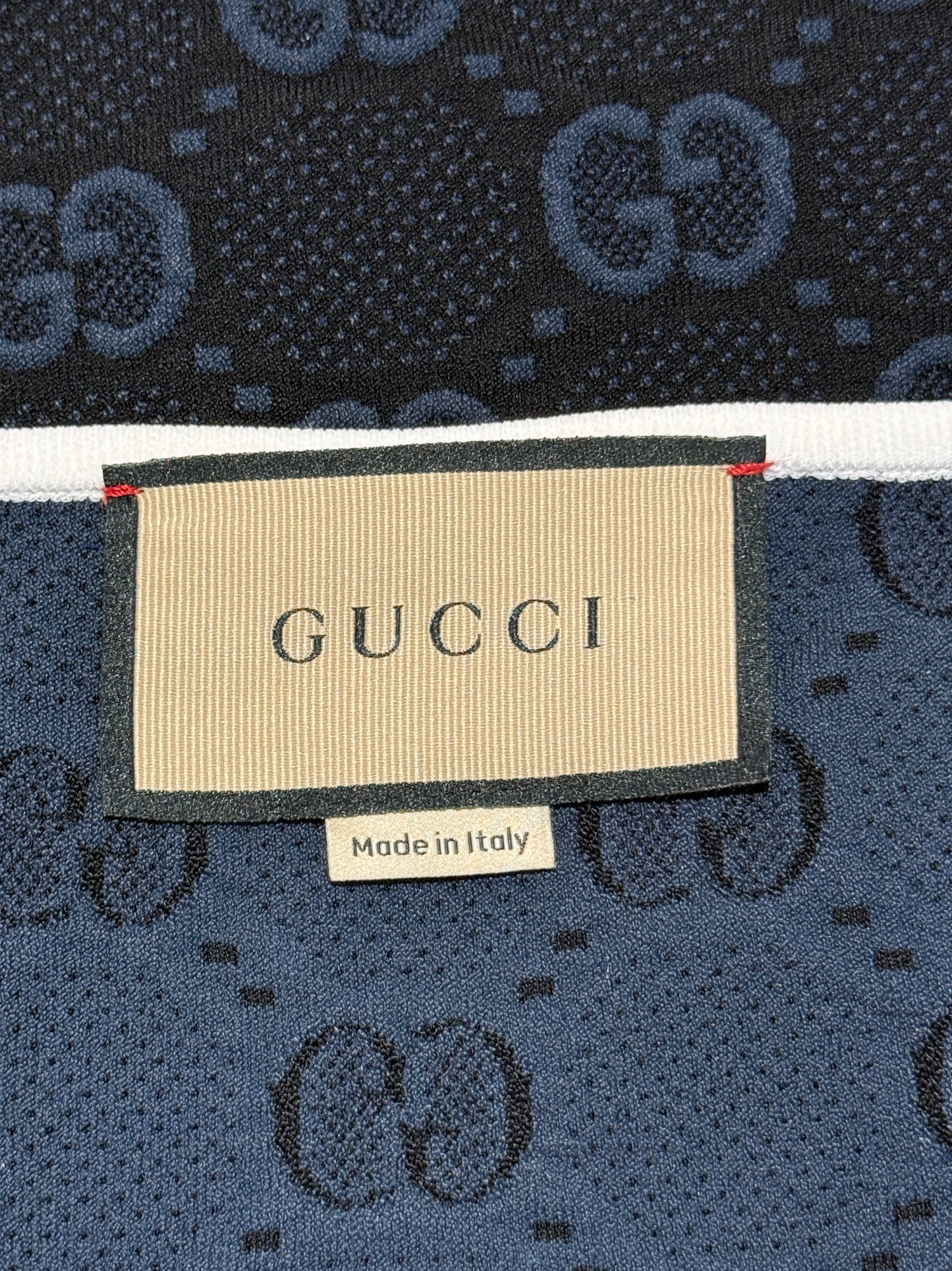 Gucci Alessandro Michele Spring 2022 navy knitted GG dress