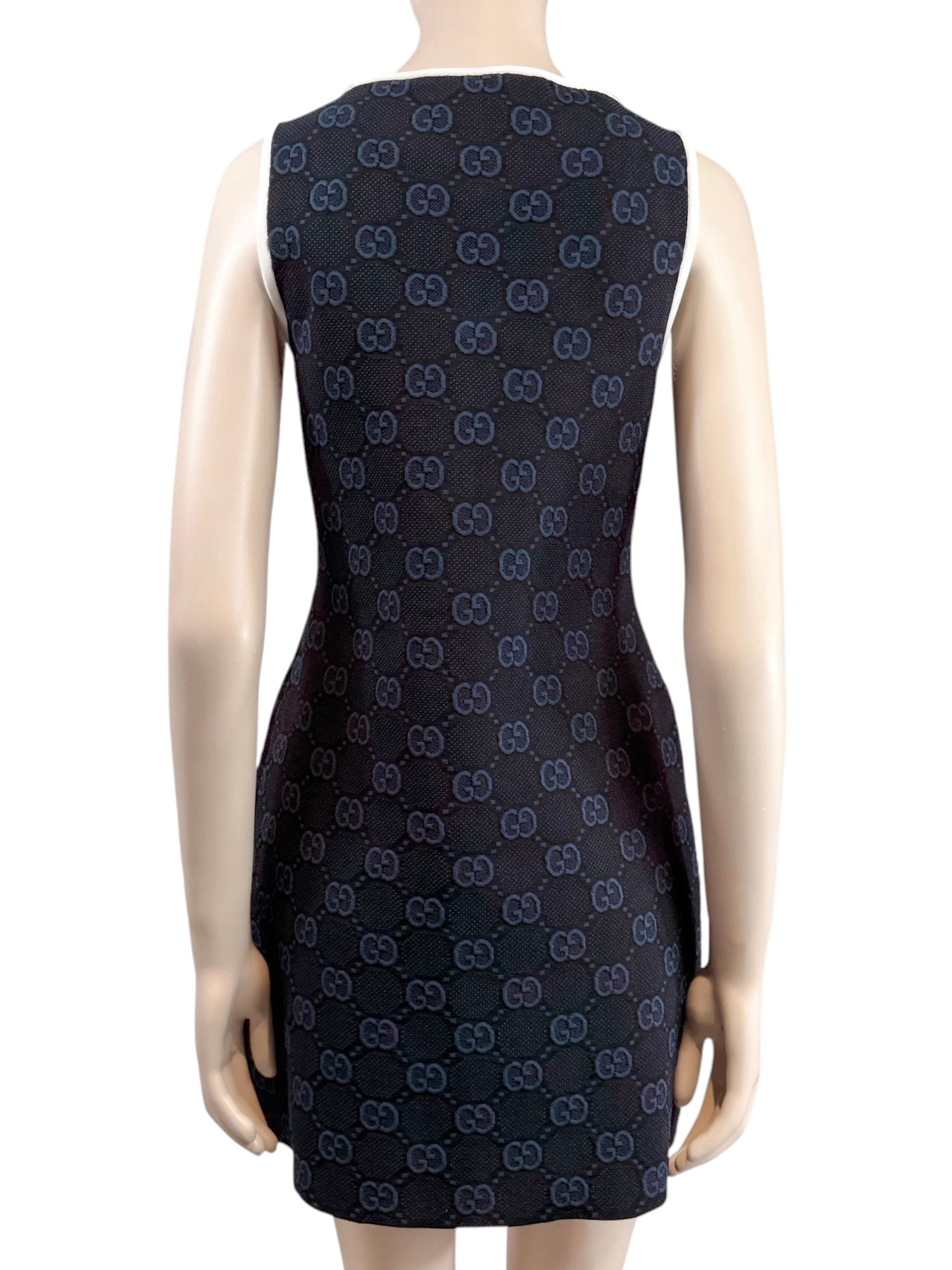 Gucci Alessandro Michele Spring 2022 navy knitted GG dress