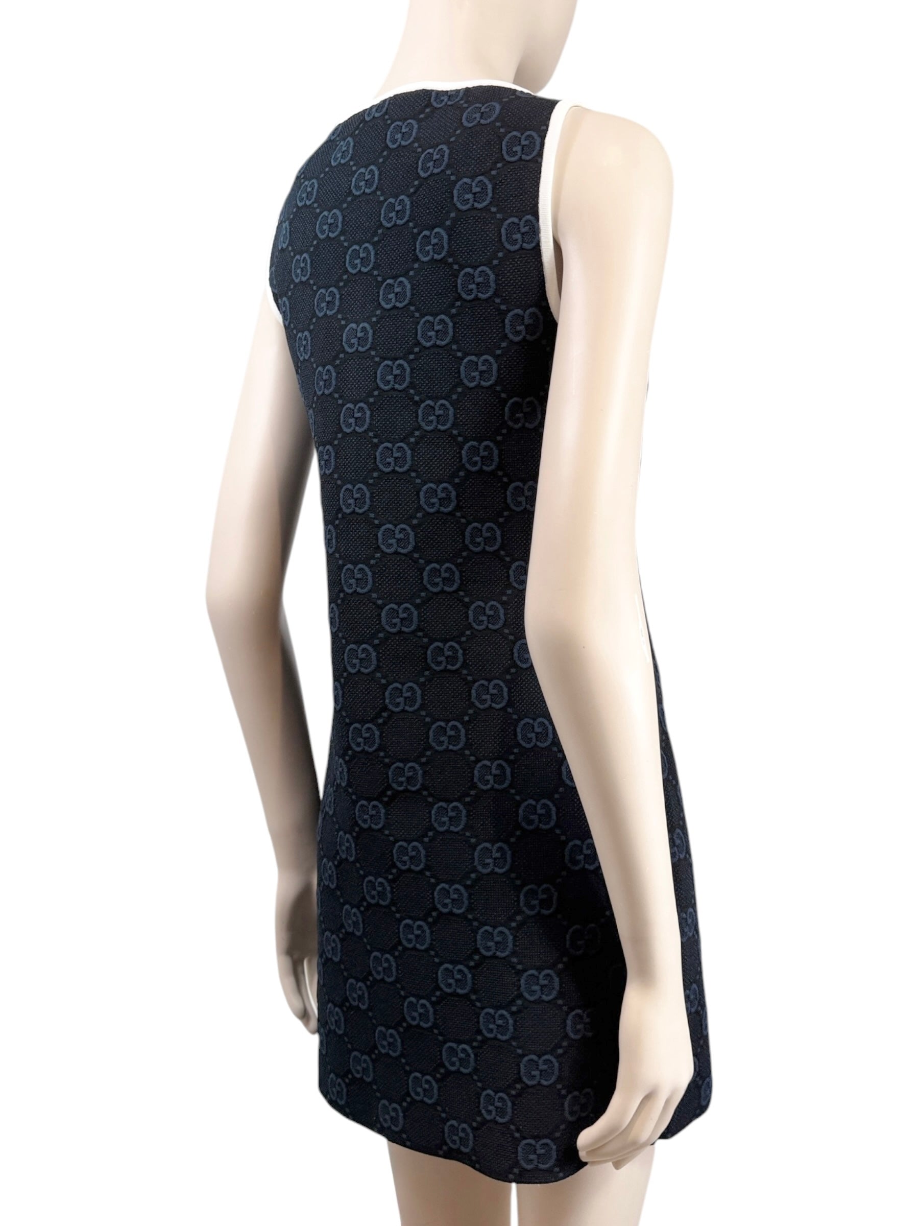 Gucci Alessandro Michele Spring 2022 navy knitted GG dress