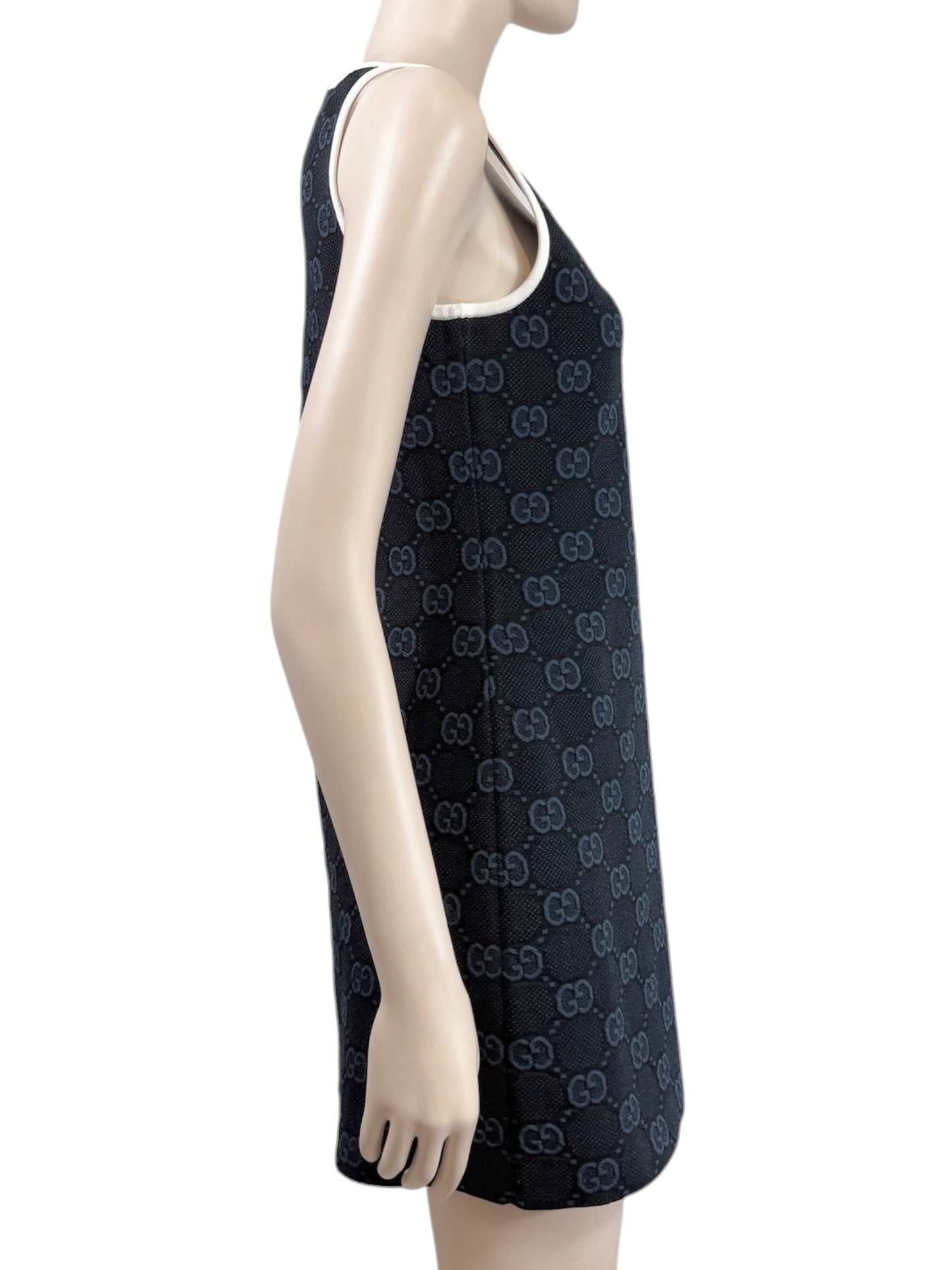 Gucci Alessandro Michele Spring 2022 navy knitted GG dress