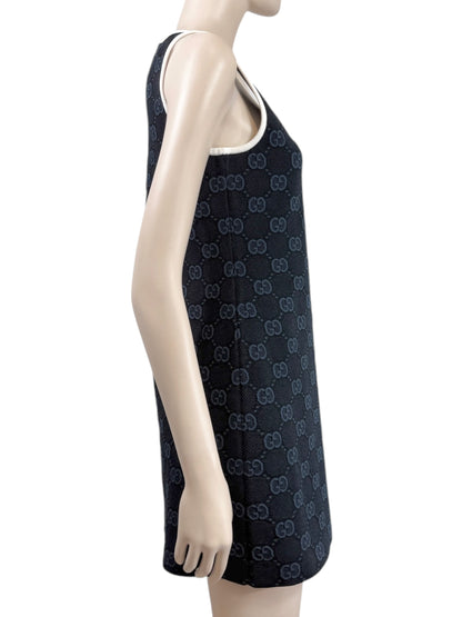 Gucci Alessandro Michele Spring 2022 navy knitted GG dress