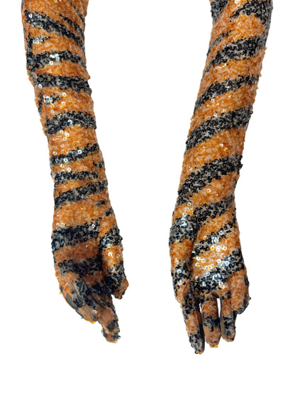 Gucci Alessandro Michele spring 2023 look 33  pair long sequined gloves tiger