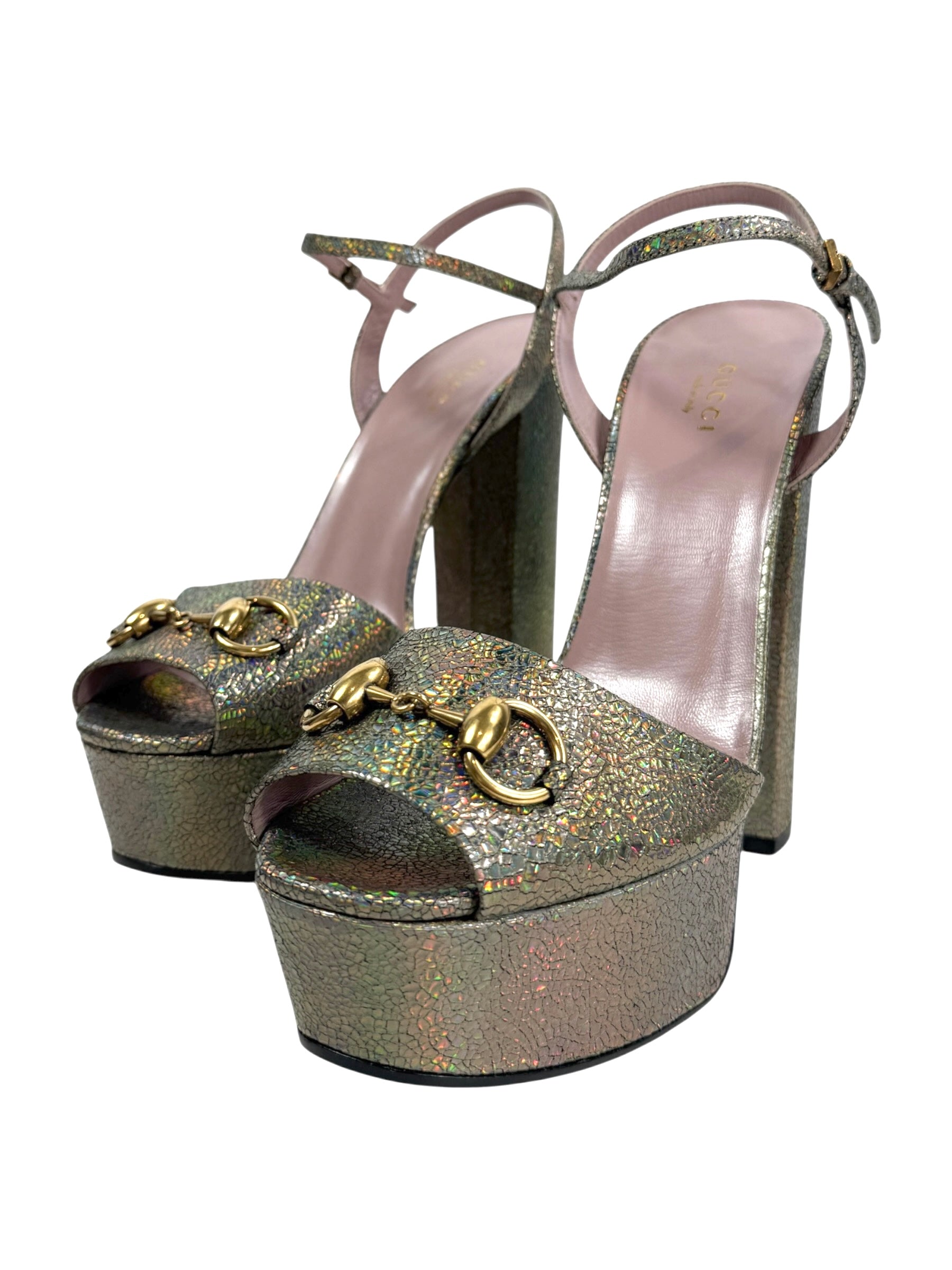 Gucci Horsebit metallic sandal