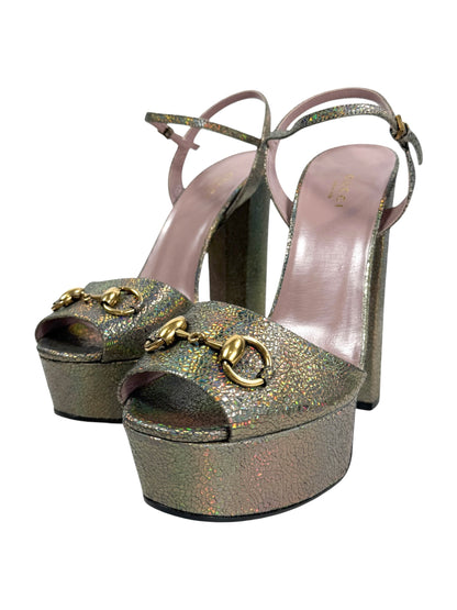 Gucci Horsebit metallic sandal