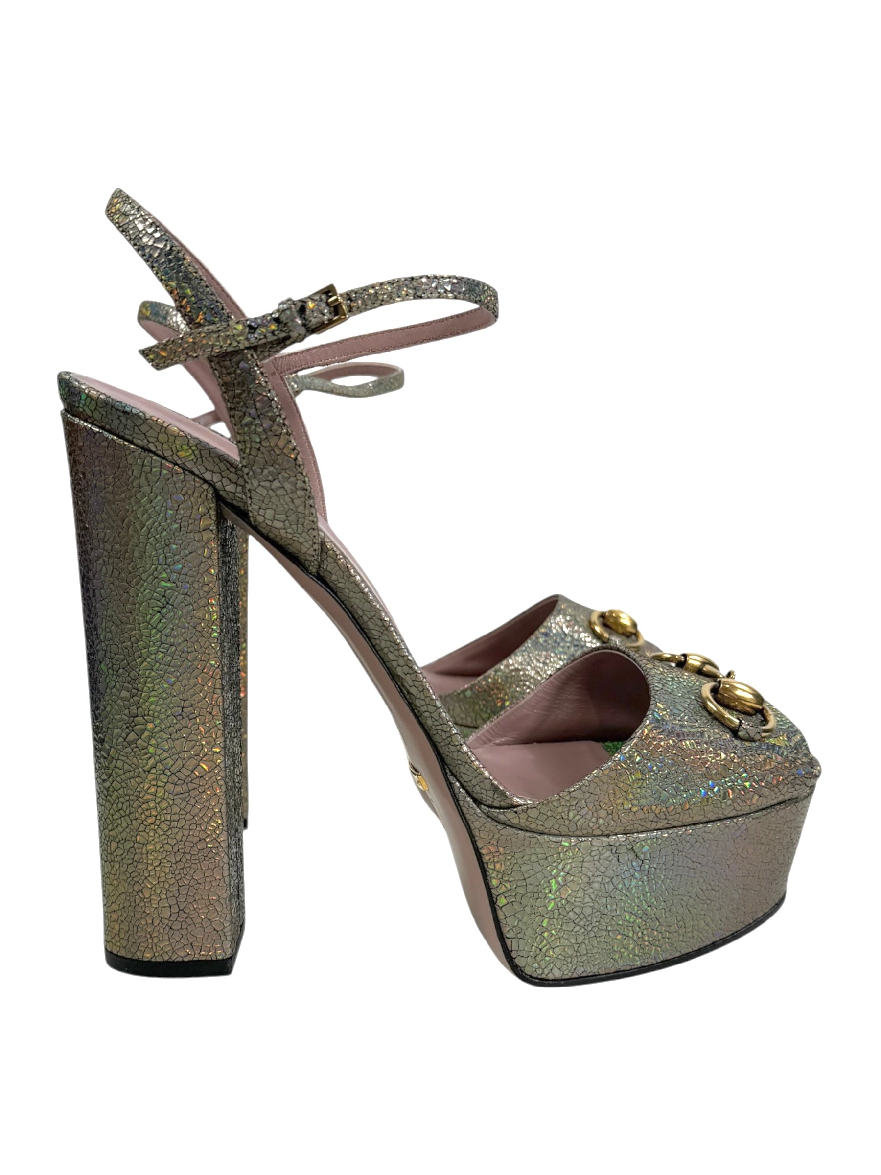 Gucci Horsebit metallic sandal