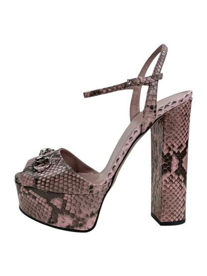 Gucci Horsebit sandal pink snakeskin
