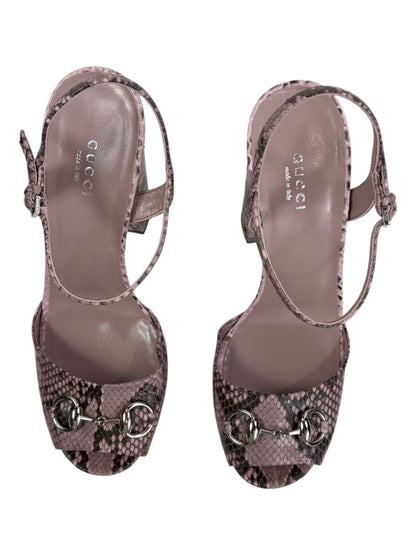 Gucci Horsebit sandal pink snakeskin