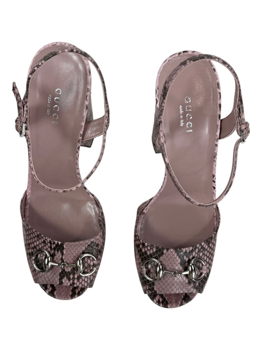 Gucci Horsebit sandal pink snakeskin