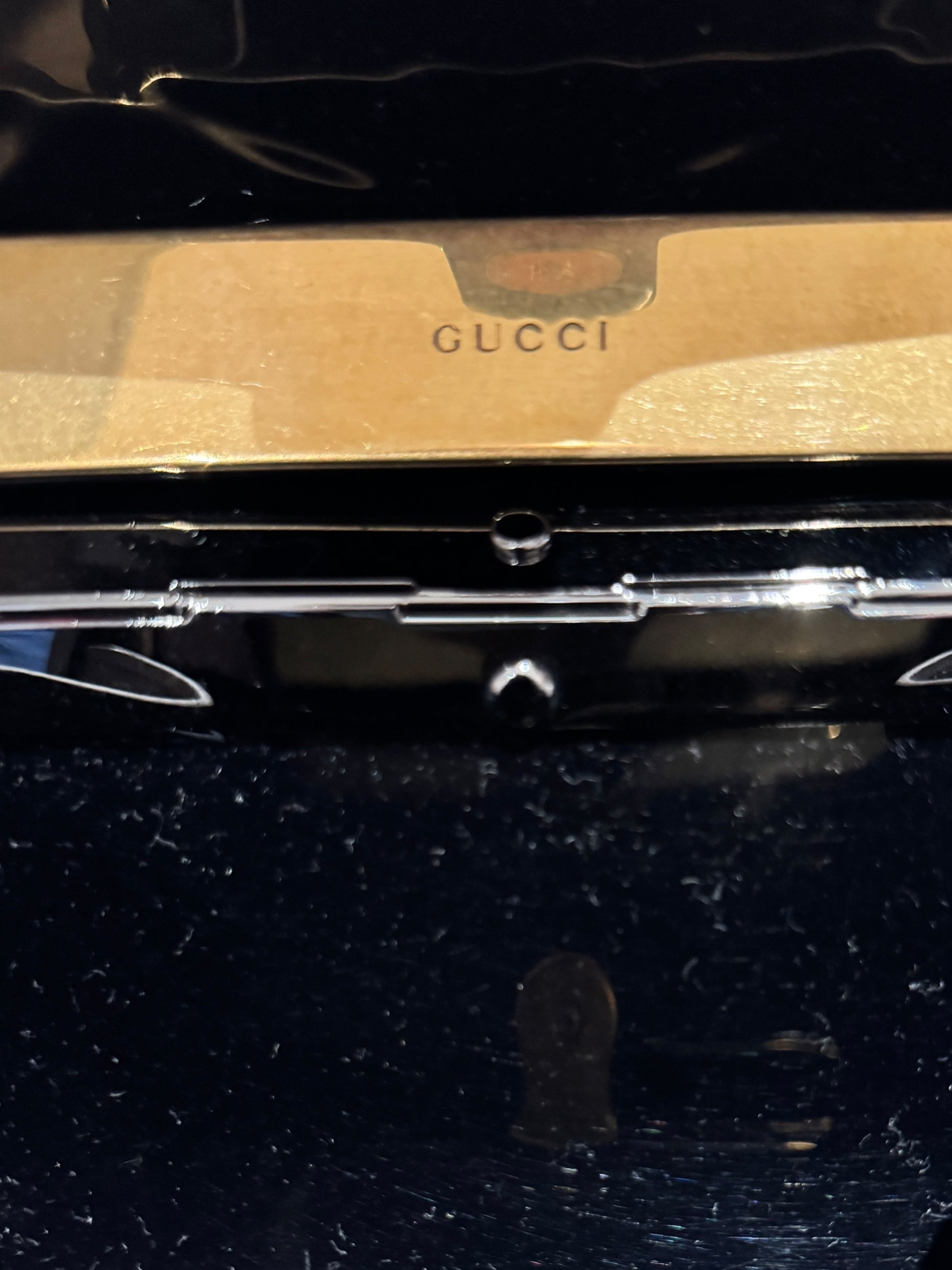 Gucci Marmont clutch resin and rhinestones