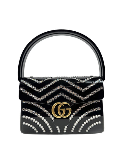 Gucci Marmont clutch resin and rhinestones
