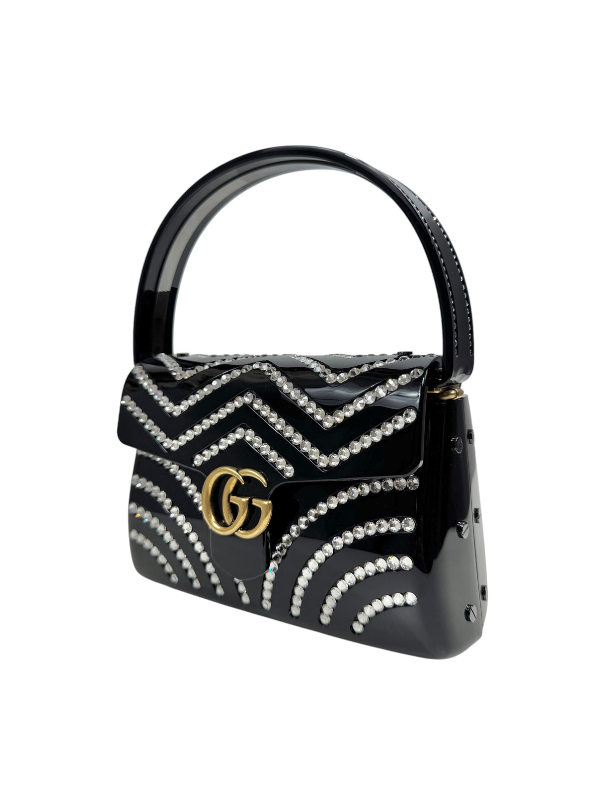 Gucci Marmont clutch resin and rhinestones
