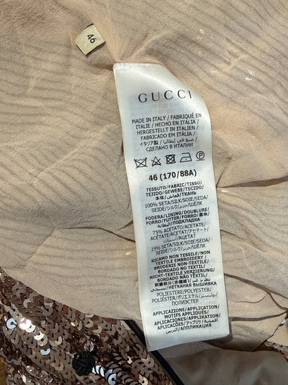 Gucci Salon Alessandro Michele Resort 2023 Look 77 Gold sequined cheongsam shirt