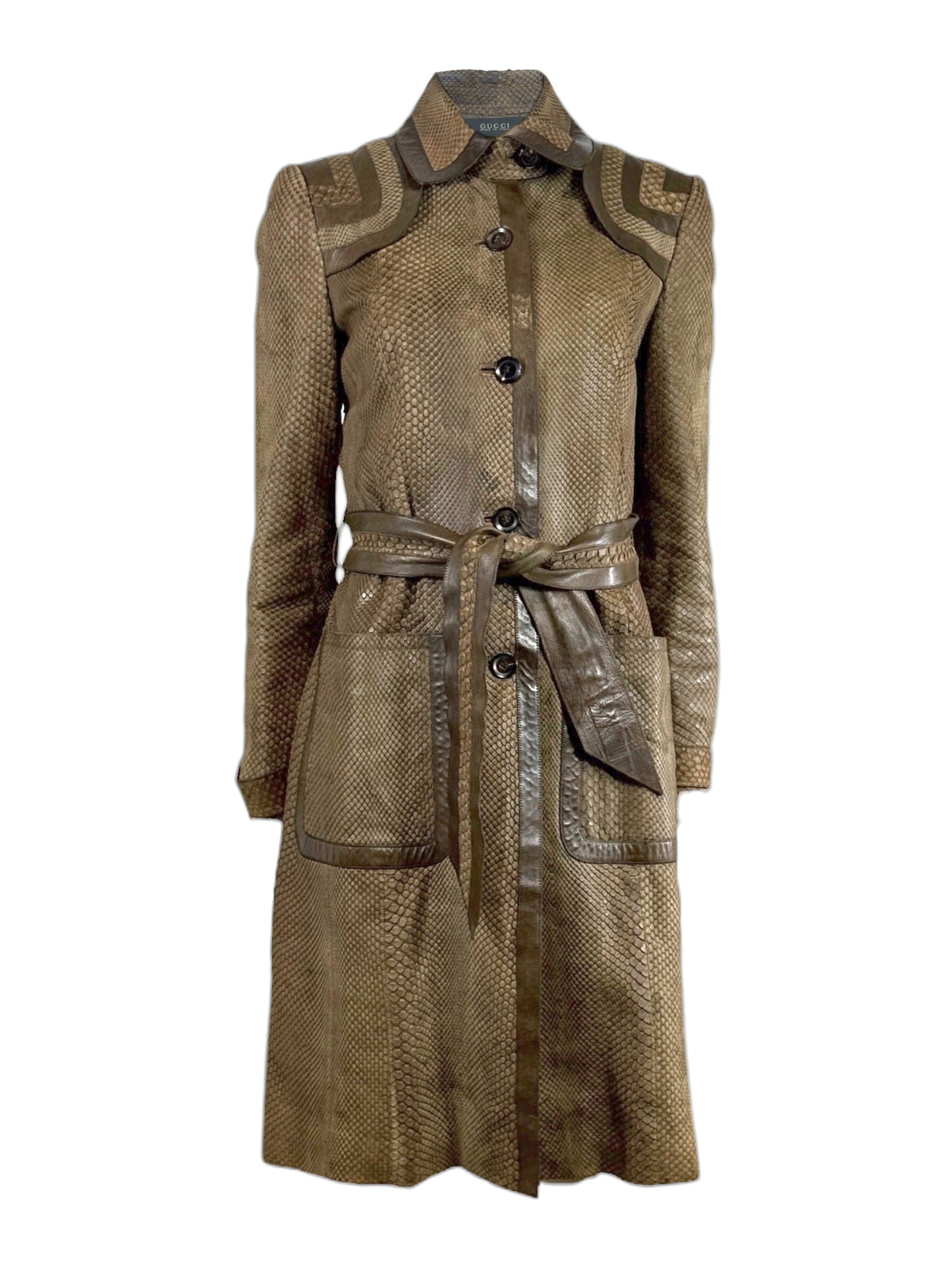 Gucci Snakeskin Taupe trench coat