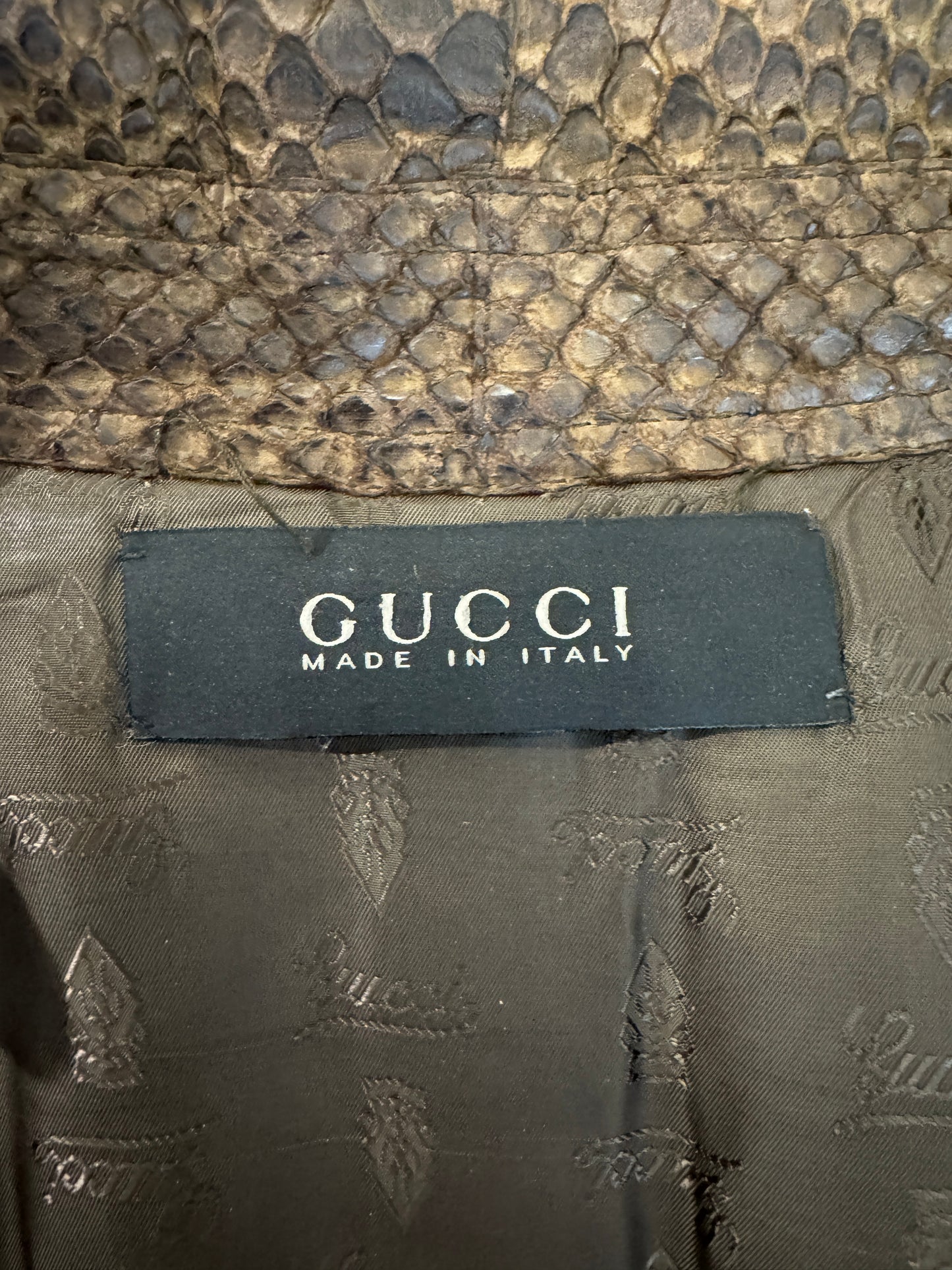 Gucci Snakeskin Taupe trench coat