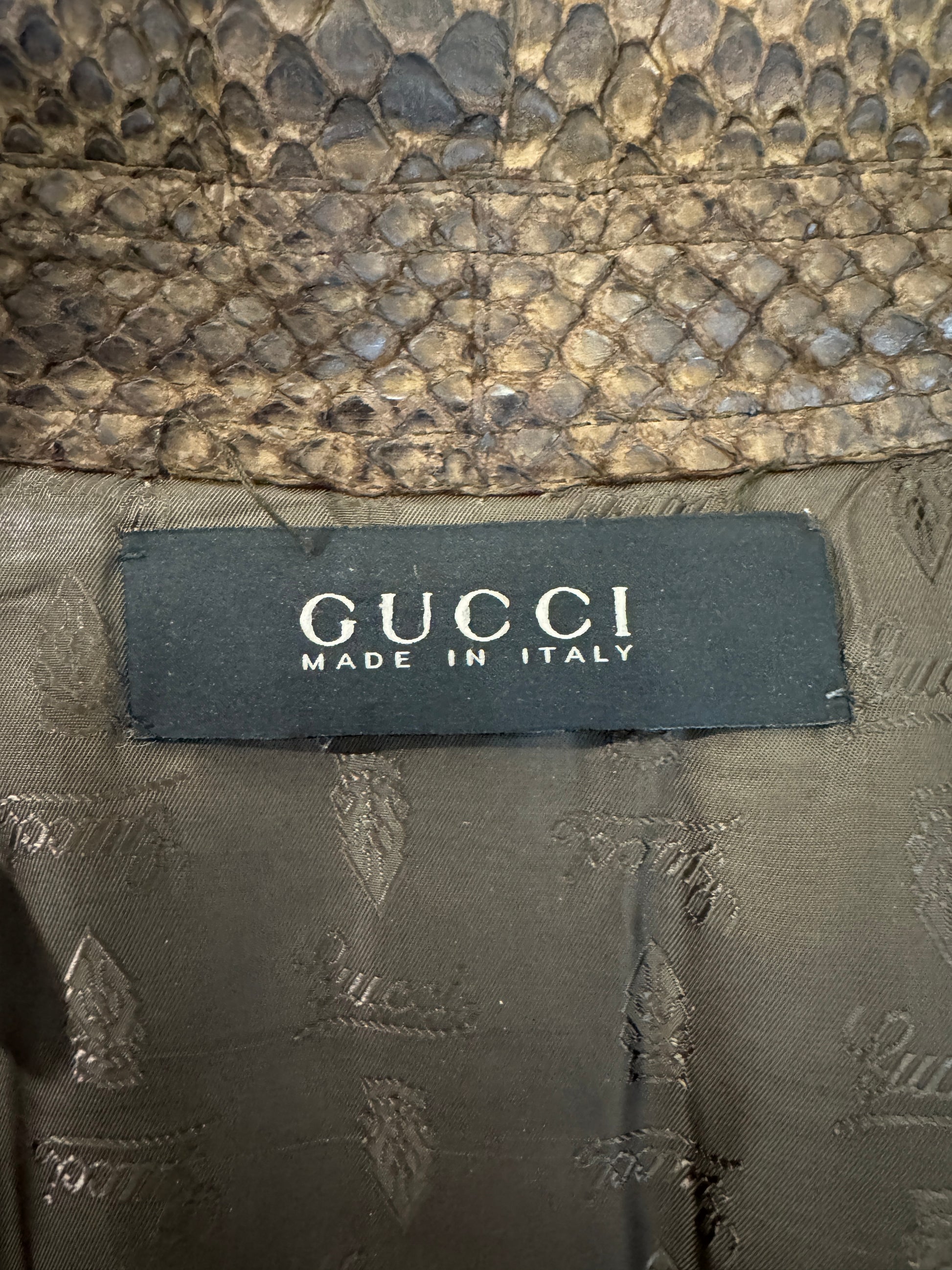 Gucci Snakeskin Taupe trench coat