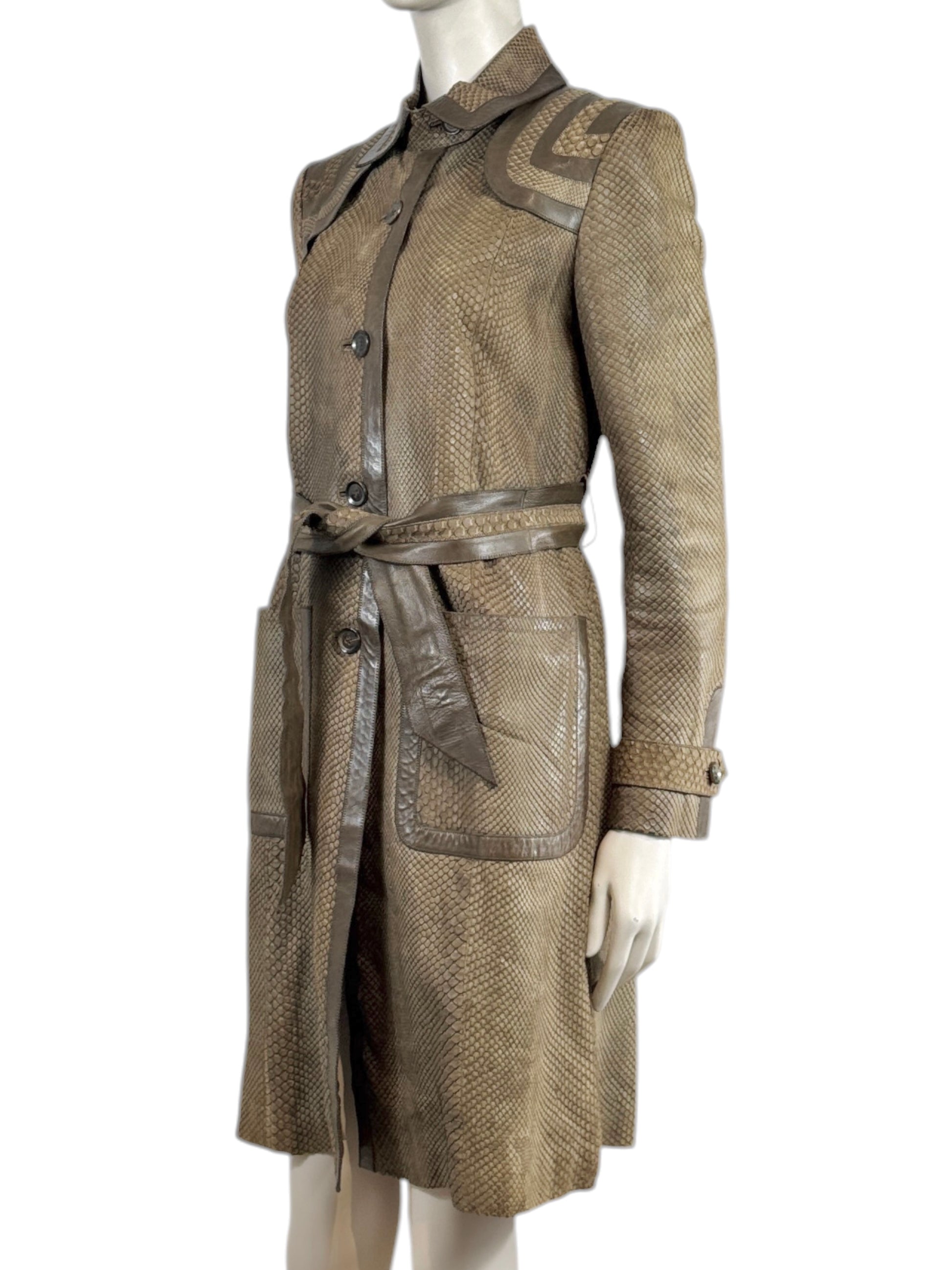 Gucci Snakeskin Taupe trench coat