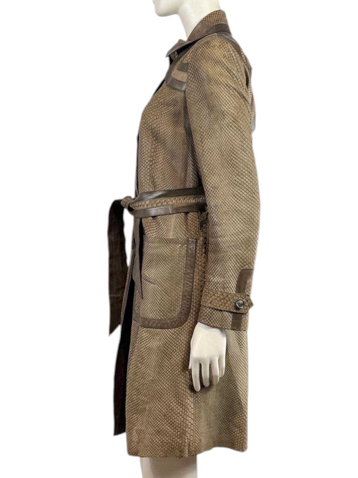 Gucci Snakeskin Taupe trench coat
