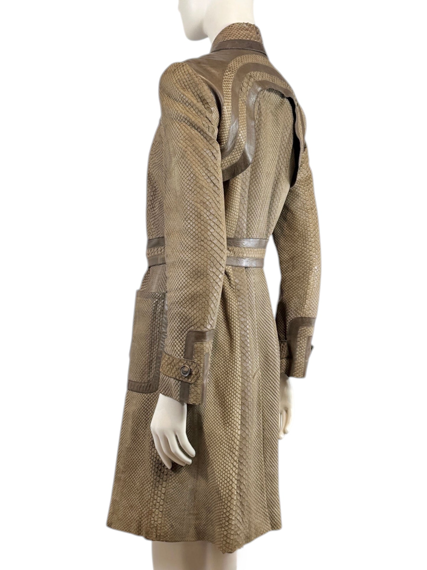 Gucci Snakeskin Taupe trench coat