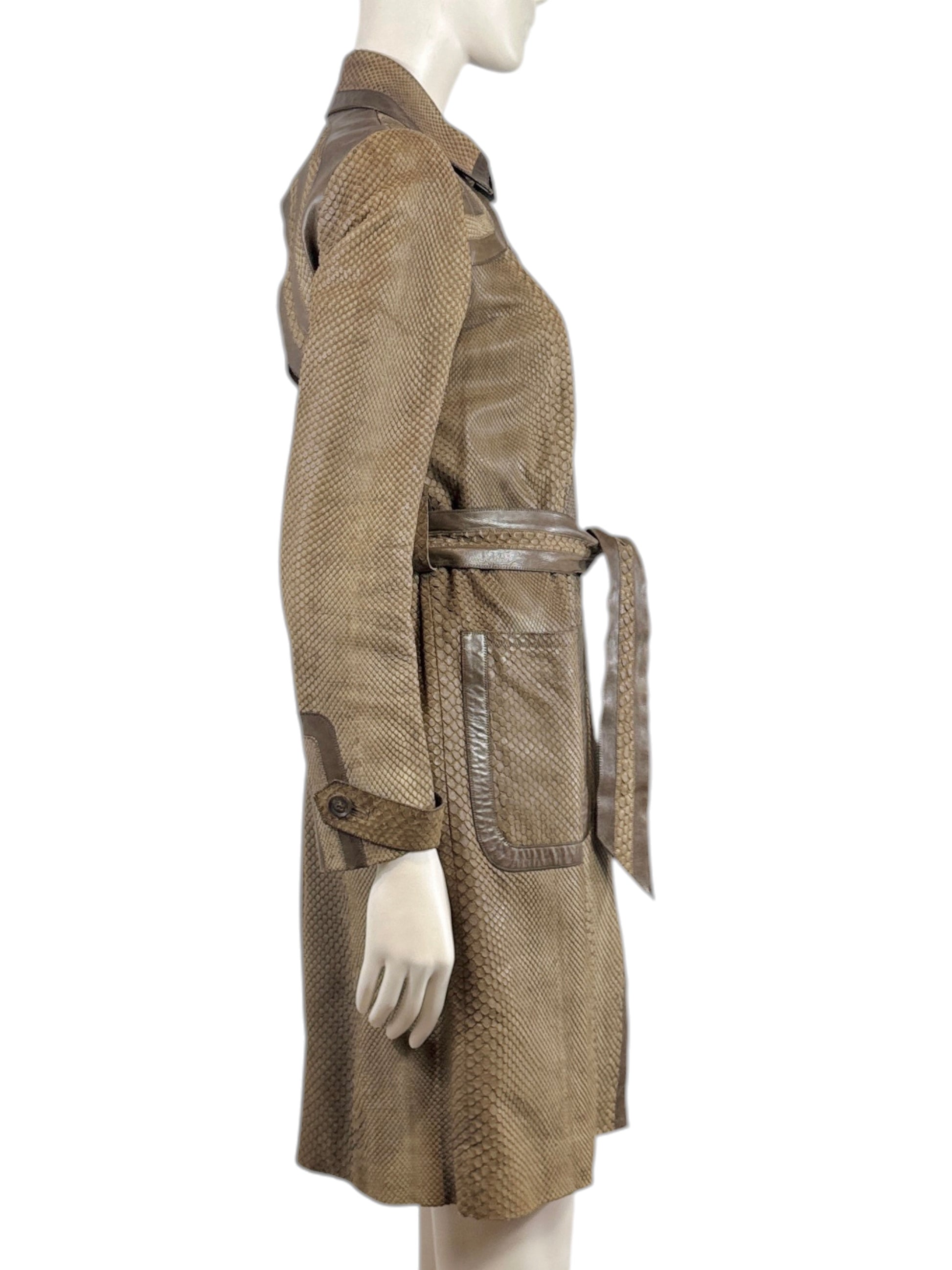 Gucci Snakeskin Taupe trench coat