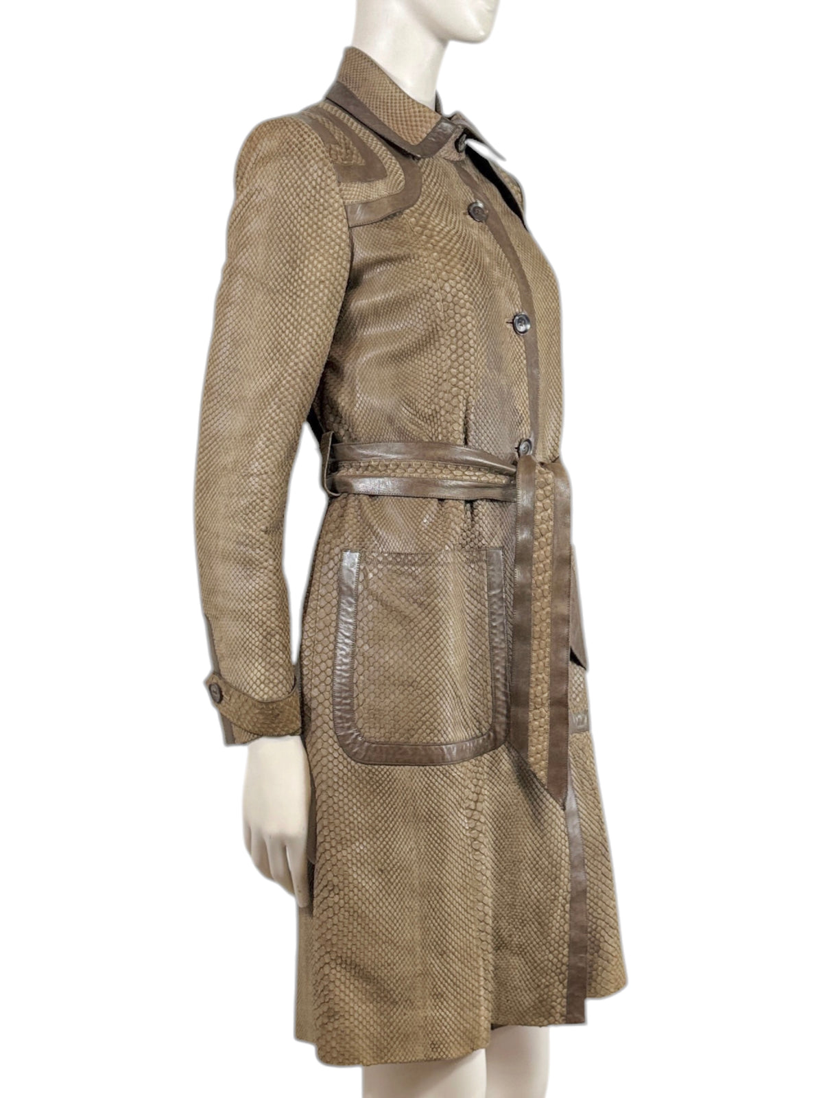 Gucci Snakeskin Taupe trench coat