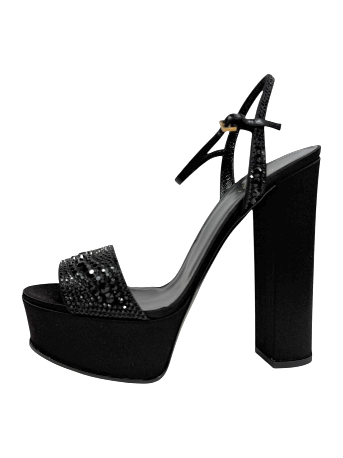 Gucci Swarovski black silk sandal