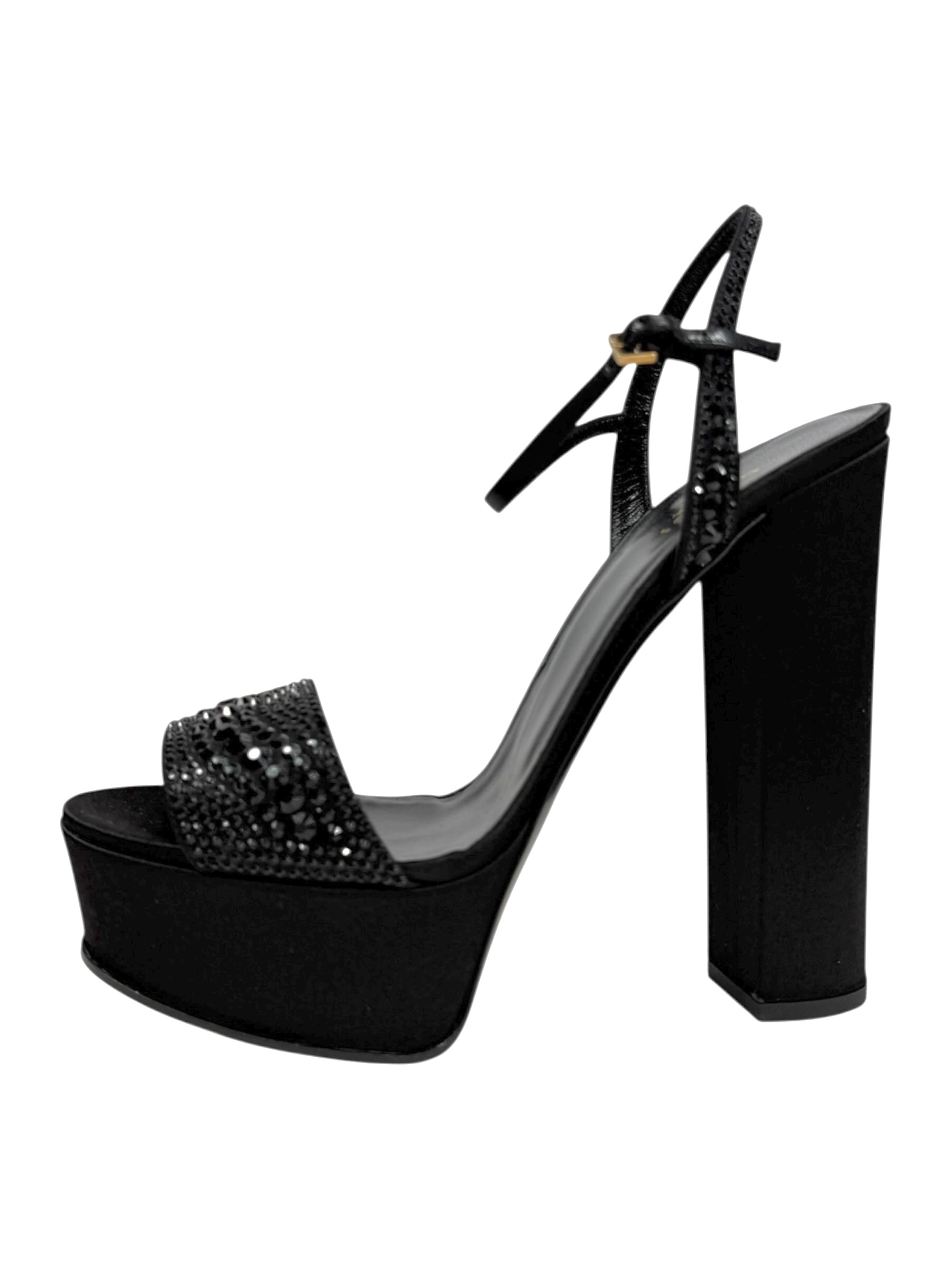 Gucci Swarovski black silk sandal