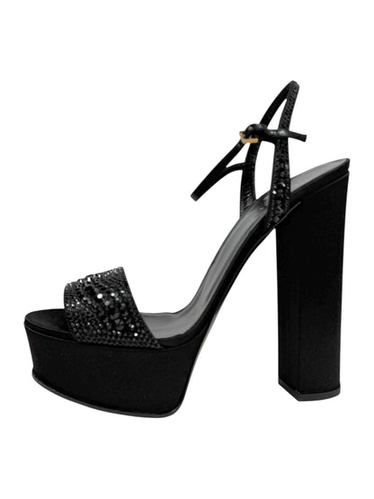 Gucci Swarovski black silk sandal