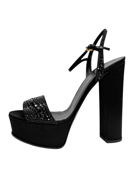 Gucci Swarovski black silk sandal