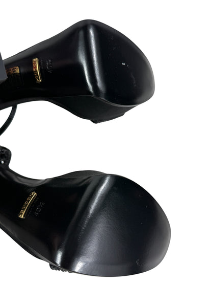 Gucci Swarovski black silk sandal
