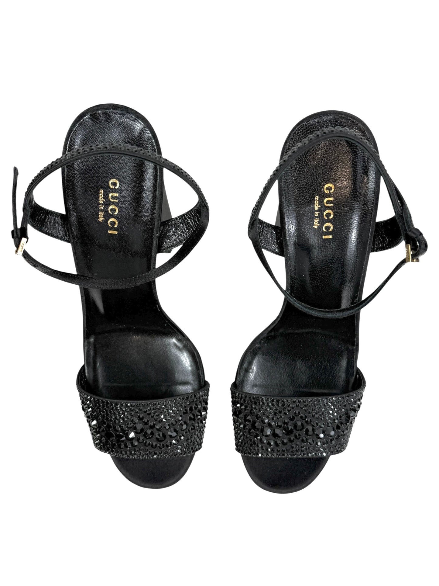Gucci Swarovski black silk sandal
