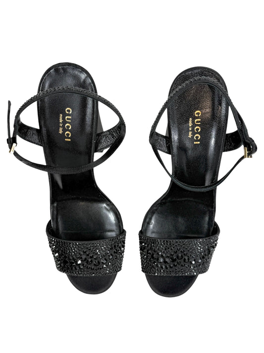 Gucci Swarovski black silk sandal