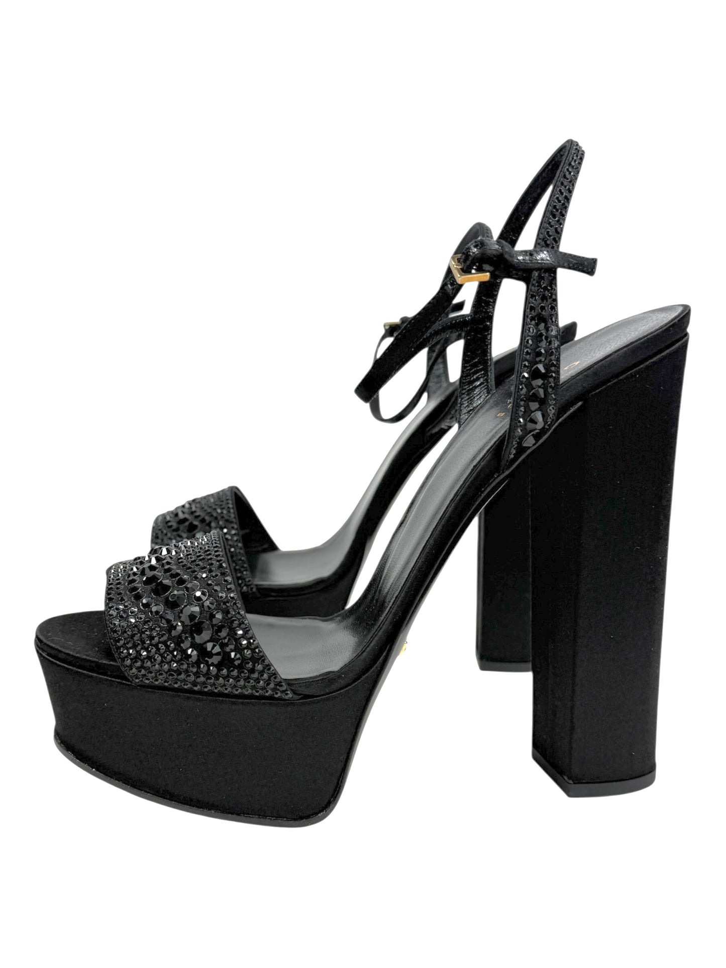 Gucci Swarovski black silk sandal