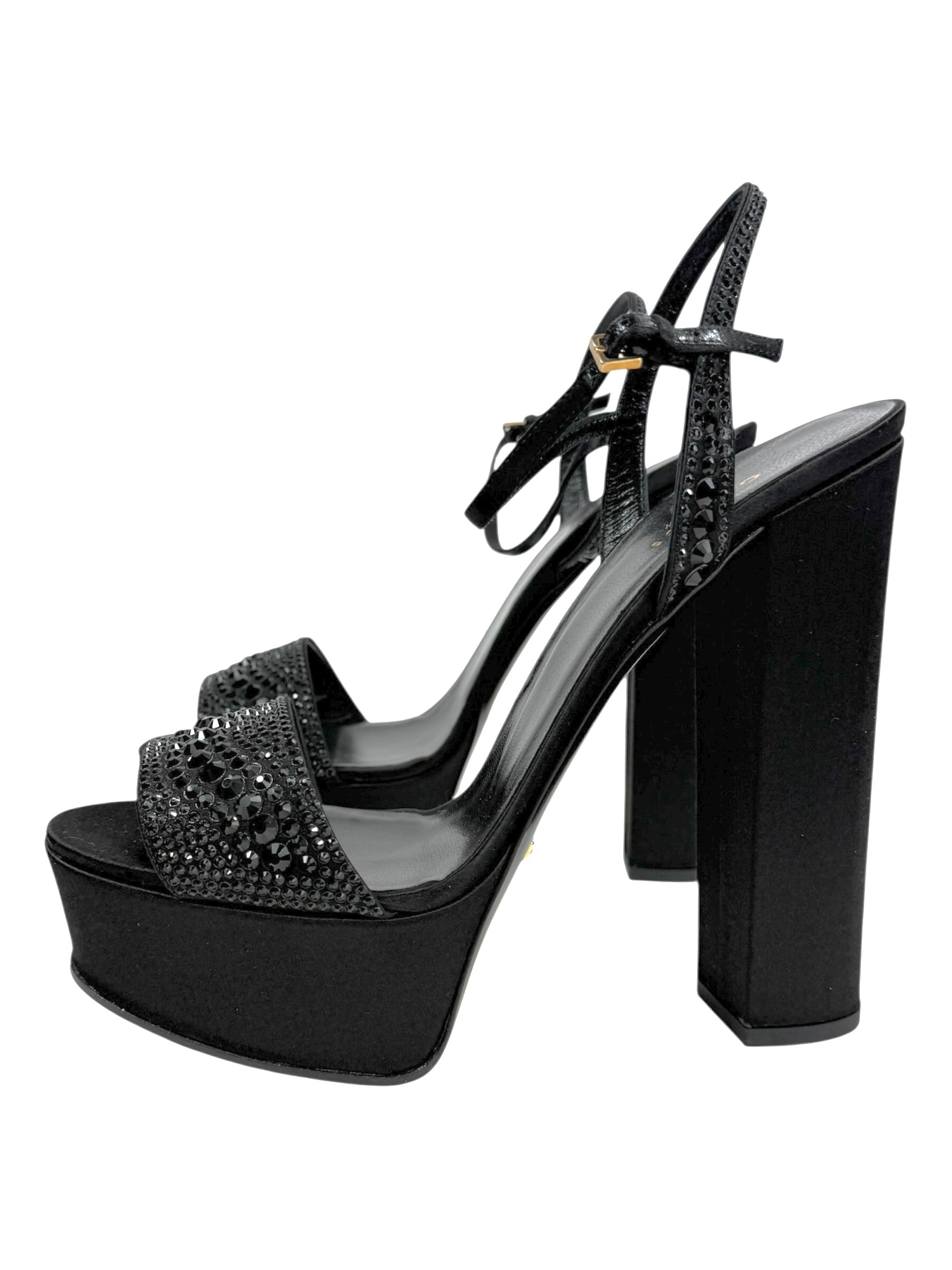 Gucci Swarovski black silk sandal