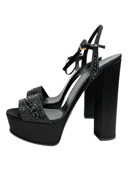 Gucci Swarovski black silk sandal