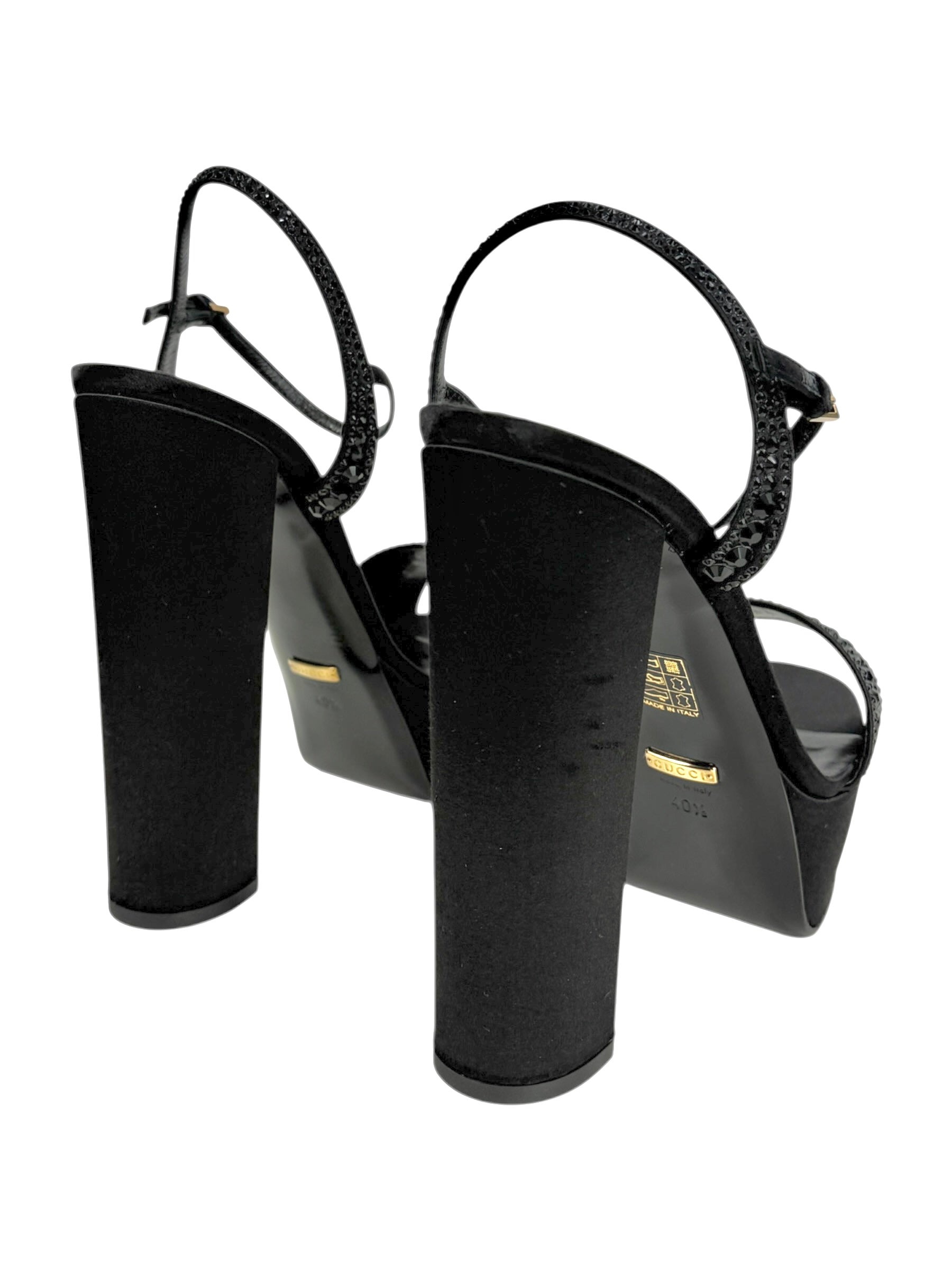 Gucci Swarovski black silk sandal