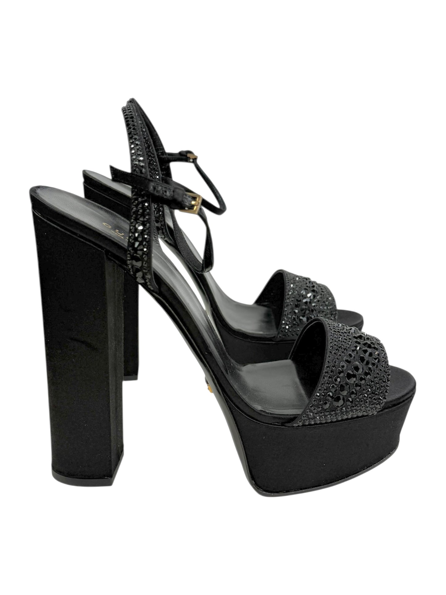 Gucci Swarovski black silk sandal