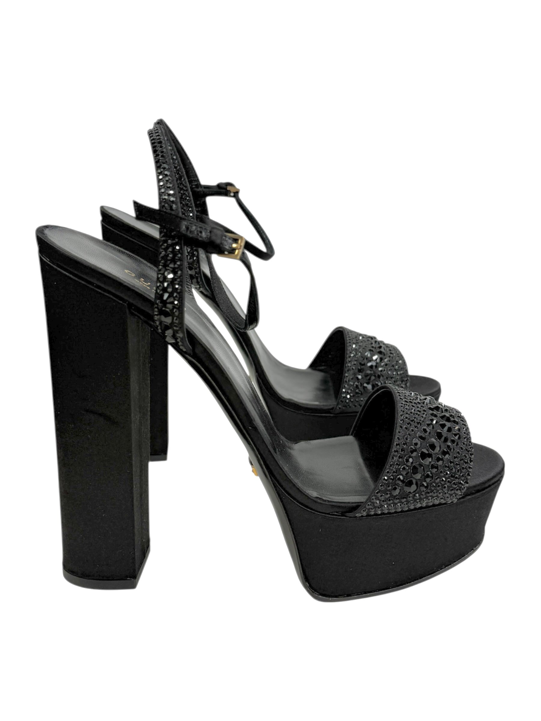 Gucci Swarovski black silk sandal
