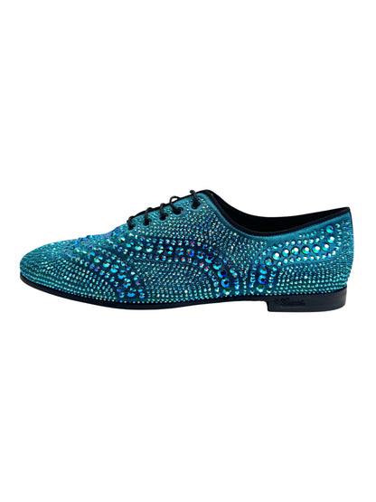 Gucci Swarovski blue crystal loafers
