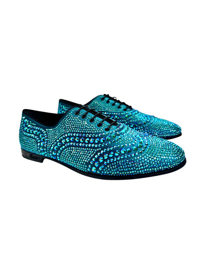 Gucci Swarovski blue crystal loafers