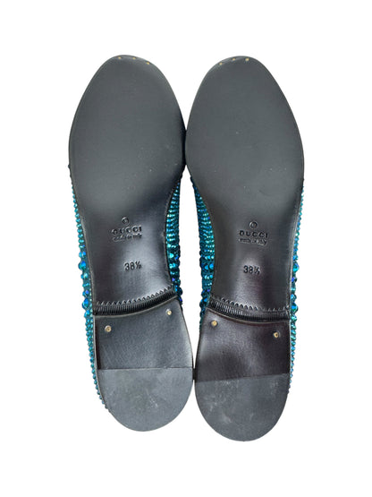 Gucci Swarovski blue crystal loafers