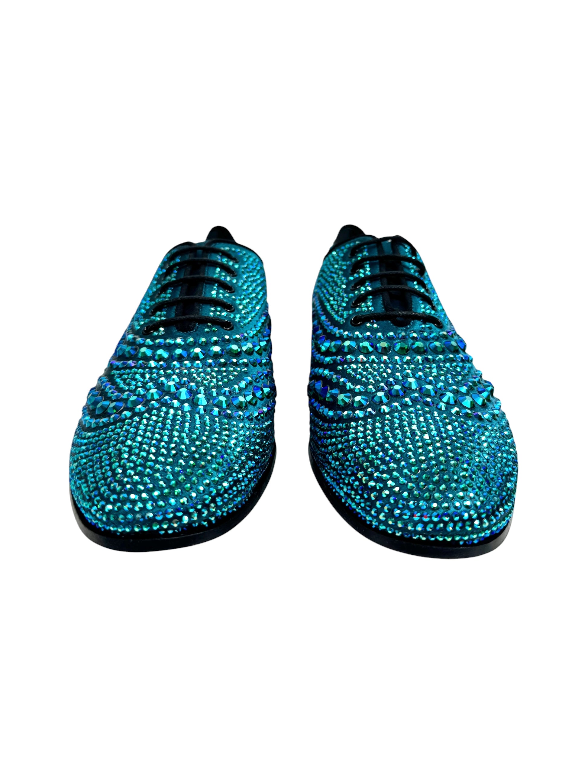 Gucci Swarovski blue crystal loafers
